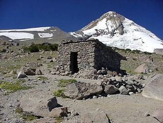 Stone Storm Shelter at the base of Cooper Spur